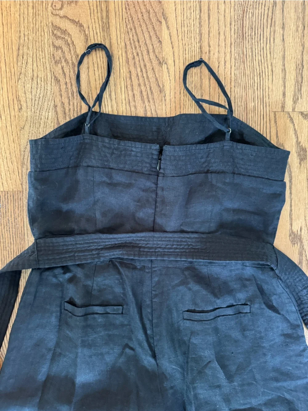 J. Crew black linen wide leg jumpsuit